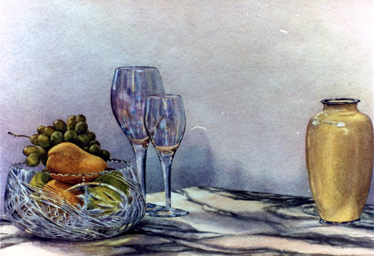 Crystal, Glass and Cloisonne 1989 Watercolor 21 x 16