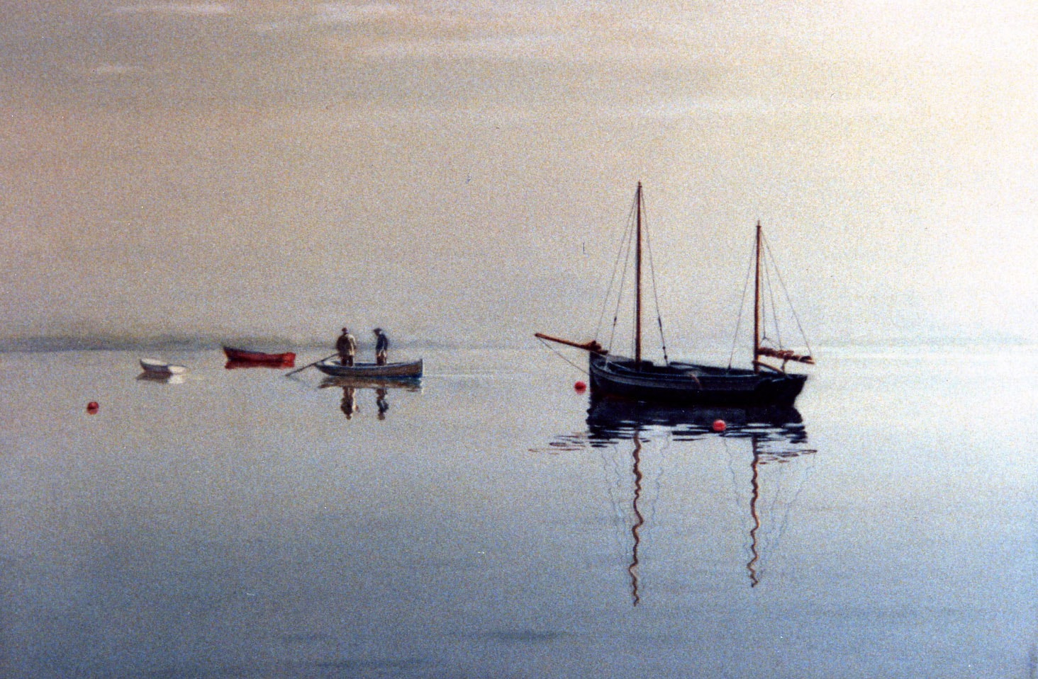 Boats in the Mist 1992 Watercolor 18 x 22